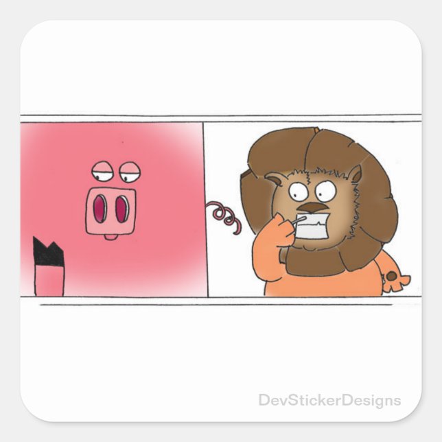 Hungry Lion Square Sticker (Front)