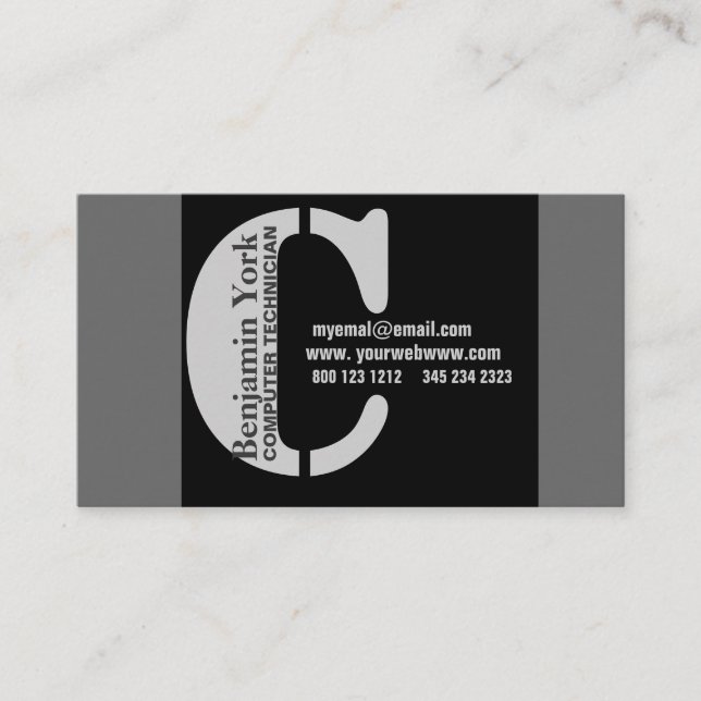 Hungry Modern Monogram Bold Neutral Colours Business Card (Front)