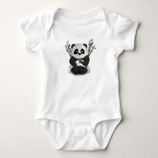 Hungry panda hand drawn illustration baby bodysuit