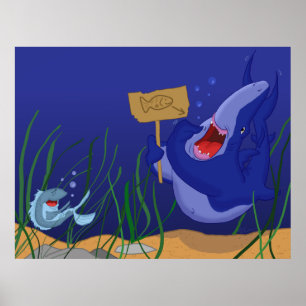Hungry Shark and Laughing Fish Poster