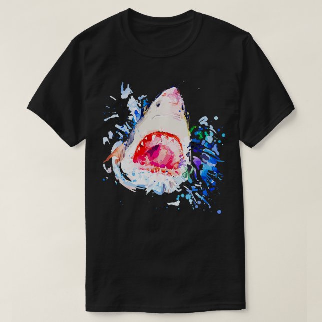 Hungry Shark, Handpainted  T-Shirt (Design Front)