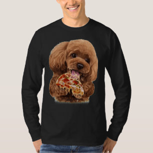 Hungry Toy Poodle Puppy Devouring Pizza Cute Dog T-Shirt