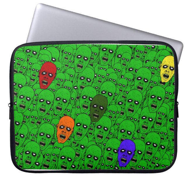 Hungry Undead Zombie Heads Laptop Sleeve (Front)