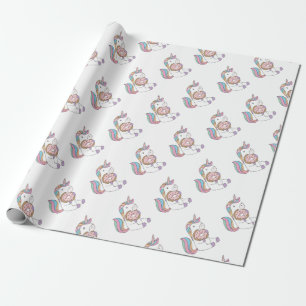 Hungry Unicorns Colourful Unicorn Art Cute Art  Wrapping Paper