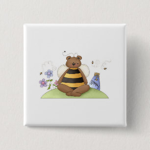 Hunny Bear 2 Inch Square Button