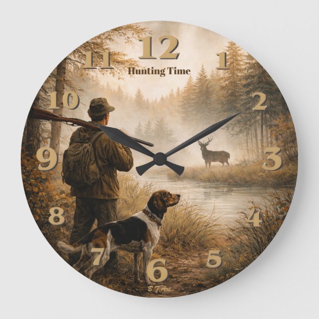 Hunt in the mist large clock (Front)