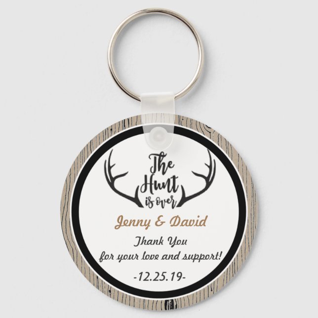 "Hunt is Over" Personalized Key Ring Wedding (Front)