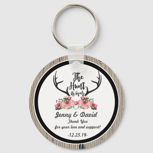 "Hunt is Over" Personalized Key Ring Wedding Favou (Front)