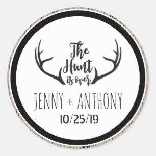 "Hunt is Over" Rustic Barnwood Save The Date Seal
