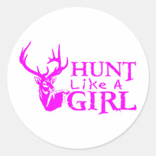 HUNT LIKE A GIRL CLASSIC ROUND STICKER