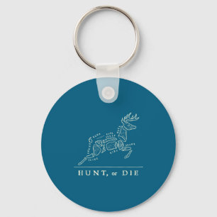 Hunt Or Die Funny Hunting Quote Deer Butcher Chart Keychain