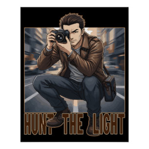 Hunt The Light Vintage Photographer Poster