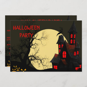 Hunted House Full Moon Halloween Party Invitation