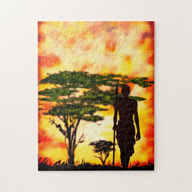 Hunter Africain avec puzzle Spear (Vertical)