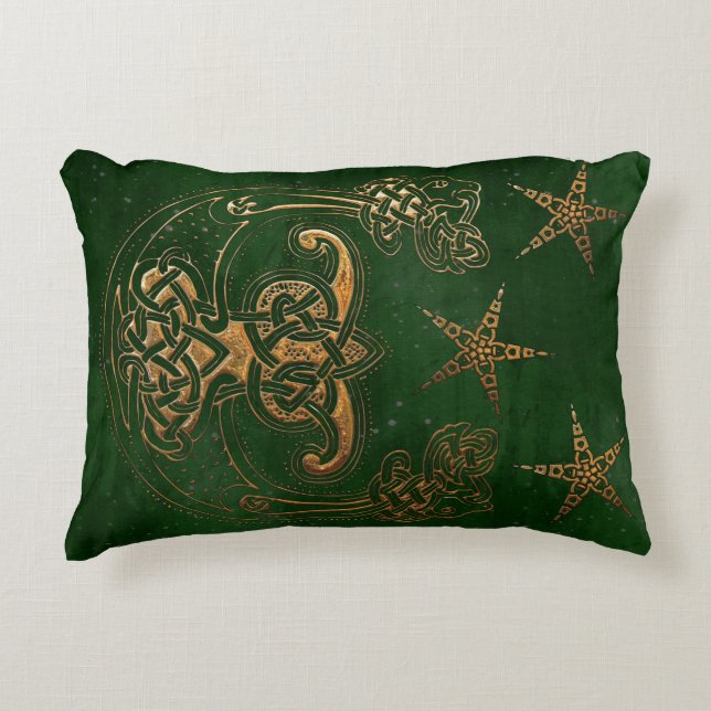 Hunter and Gold Celtic Accent Pillow (Front)