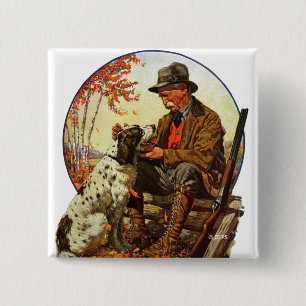 Hunter and Spaniel 2 Inch Square Button