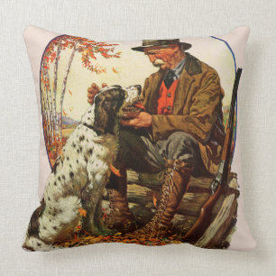 Hunter and Spaniel Throw Pillow