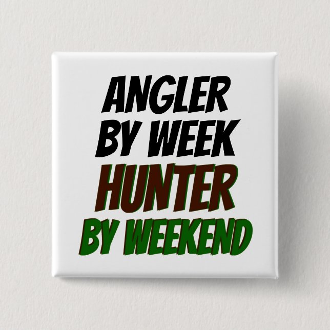 Hunter Angler 2 Inch Square Button (Front)