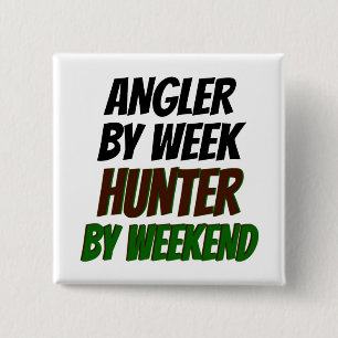 Hunter Angler 2 Inch Square Button