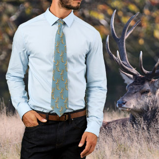 Hunter Antlers Motif Colonial Blue Cravate
