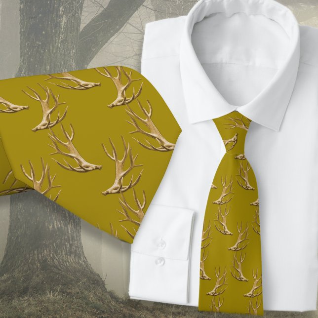 Hunter Antlers Motif Dark Gold Cravate (Créateur téléchargé)