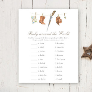 Hunter baby shower - Baby around the world game