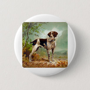 Hunter dog with bird in mouth 2 inch round button