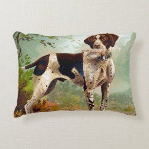Hunter dog with bird in mouth accent pillow