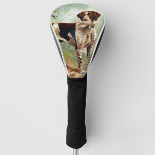 Hunter dog with bird in mouth golf head cover