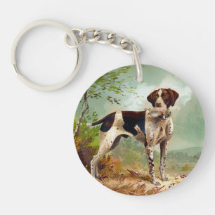 Hunter dog with bird in mouth keychain