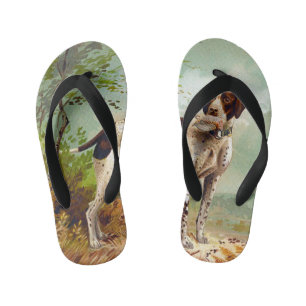 Hunter dog with bird in mouth kid's flip flops