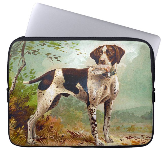 Hunter dog with bird in mouth laptop sleeve (Front)