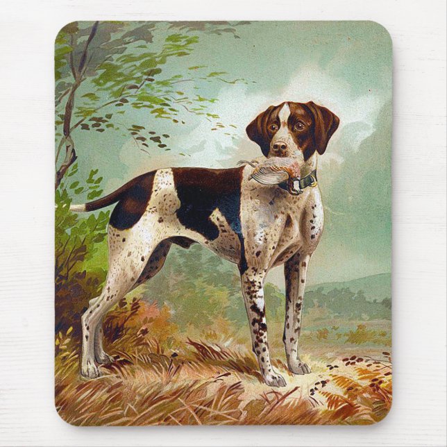 Hunter dog with bird in mouth mouse pad (Front)