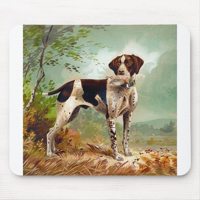 Hunter dog with bird in mouth mouse pad (Front)