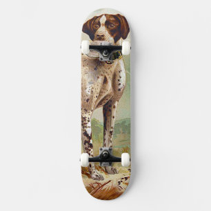 Hunter dog with bird in mouth skateboard