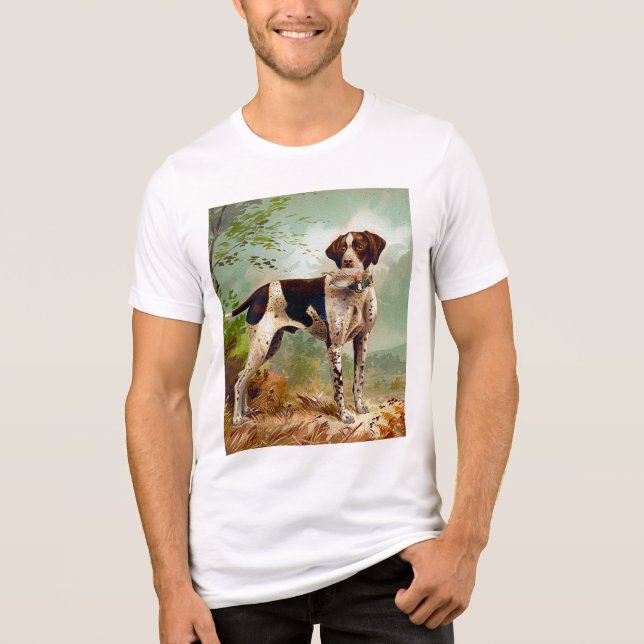 Hunter dog with bird in mouth Tri-Blend shirt (Front)