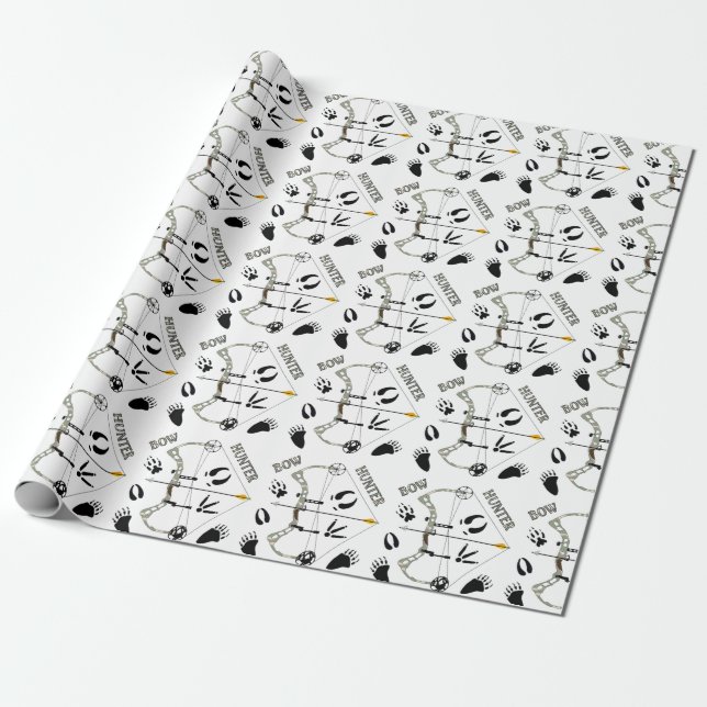 Hunter gift wrap, bow hunting, wrapping paper (Unrolled)