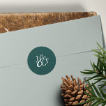 Hunter Green Ampersand Monogram Wedding Classic Round Sticker<br><div class="desc">Seal your invitation envelopes or favours with these elegant solid colour wedding stickers featuring your initials worked into a monogram joined by a decorative script ampersand,  on a rich hunter green background. Designed to match our Timber Grove wedding invitation collection.</div>
