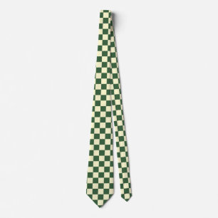 Hunter Green and Cream Chequerboard Tie