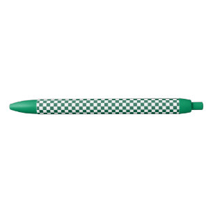 Hunter Green and White Checkered Black Ink Pen