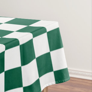 Hunter Green and White Checkered Tablecloth