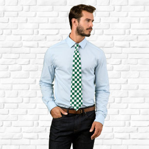 Hunter Green and White Chequered Tie