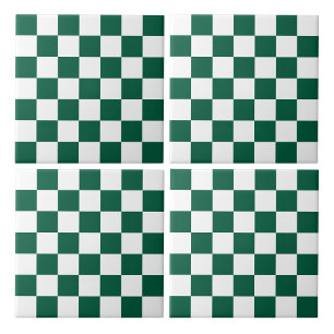 Hunter Green and White Chequered Tile
