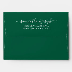 Hunter Green and White Elegant Signature Names Envelope