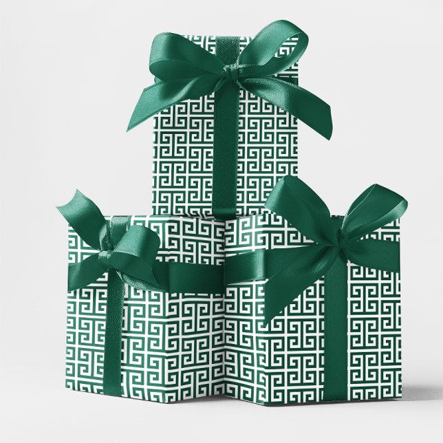 Hunter Green and White Greek Key Pattern Wrapping Paper (Hunter Green and White Greek Key Pattern Wrapping Paper)