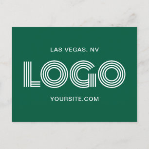 Hunter Green and White Modern Rectangular Logo Postcard