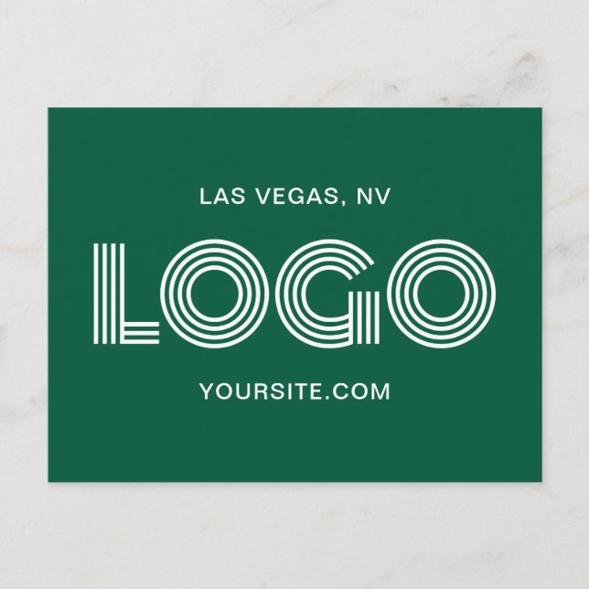 Hunter Green and White Modern Rectangular Logo Postcard (Front)