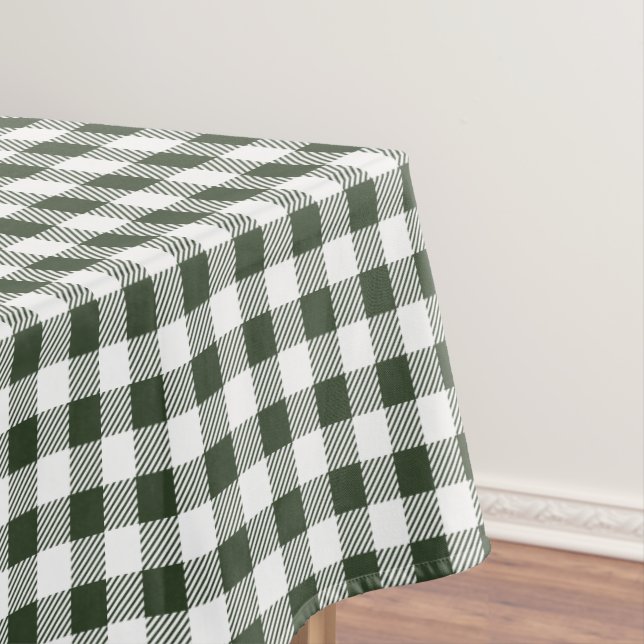 Hunter Green and White Plaid Design Tablecloth (In Situ)