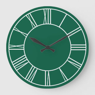 Hunter Green and White Ring Roman Numerals Large Clock