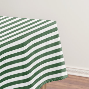 Hunter Green and White Stripe Tablecloth